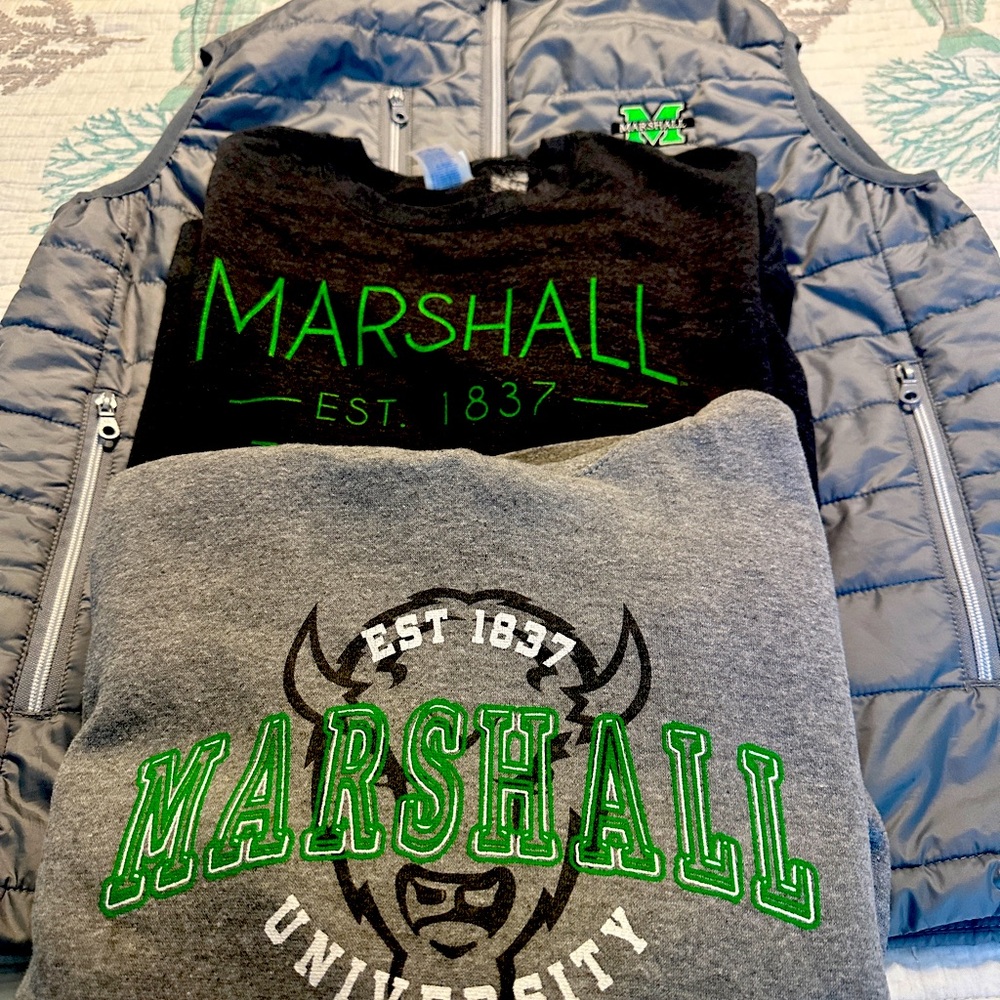 Marshall University Haul.Lot of 3 logo tops. Last Season. Like new condition.
